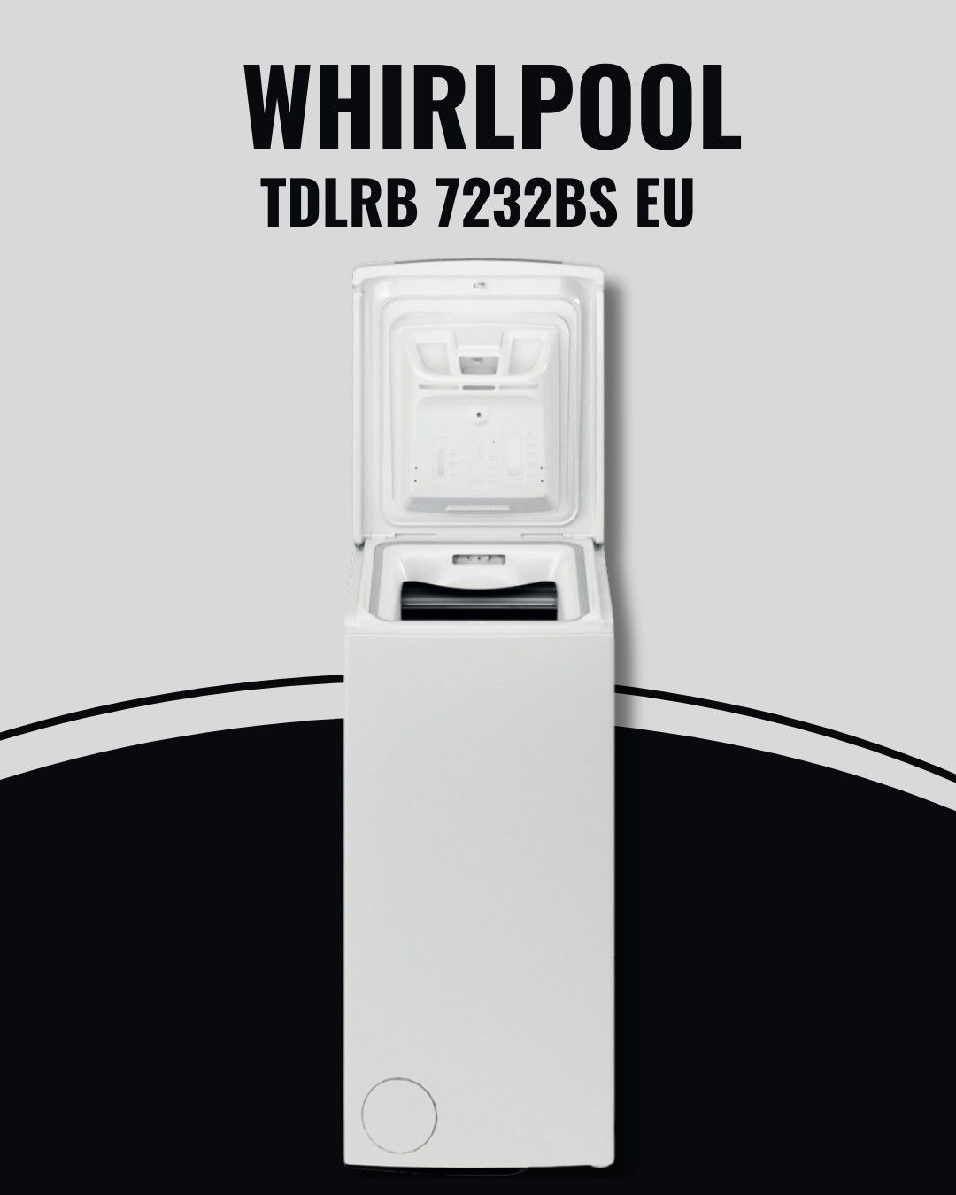 Whirlpool veš mašina sa gornjim punjenjem, model TDLRB 7232BS EU, minimalistički dizajn