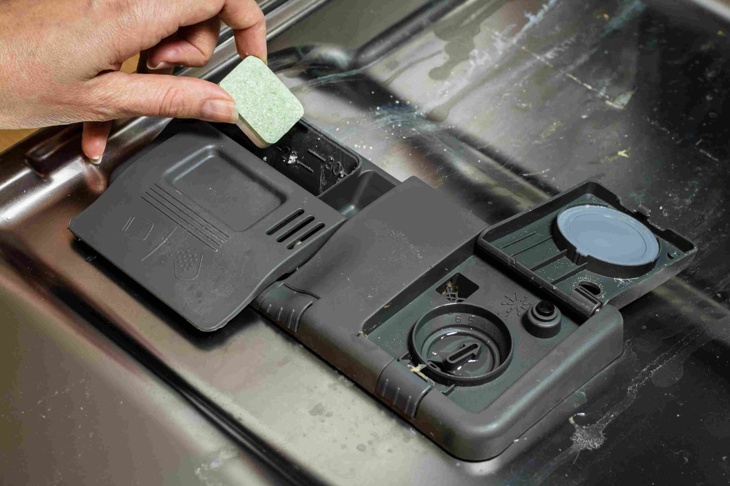 Dodavanje tablete u pregradu mašine za sudove